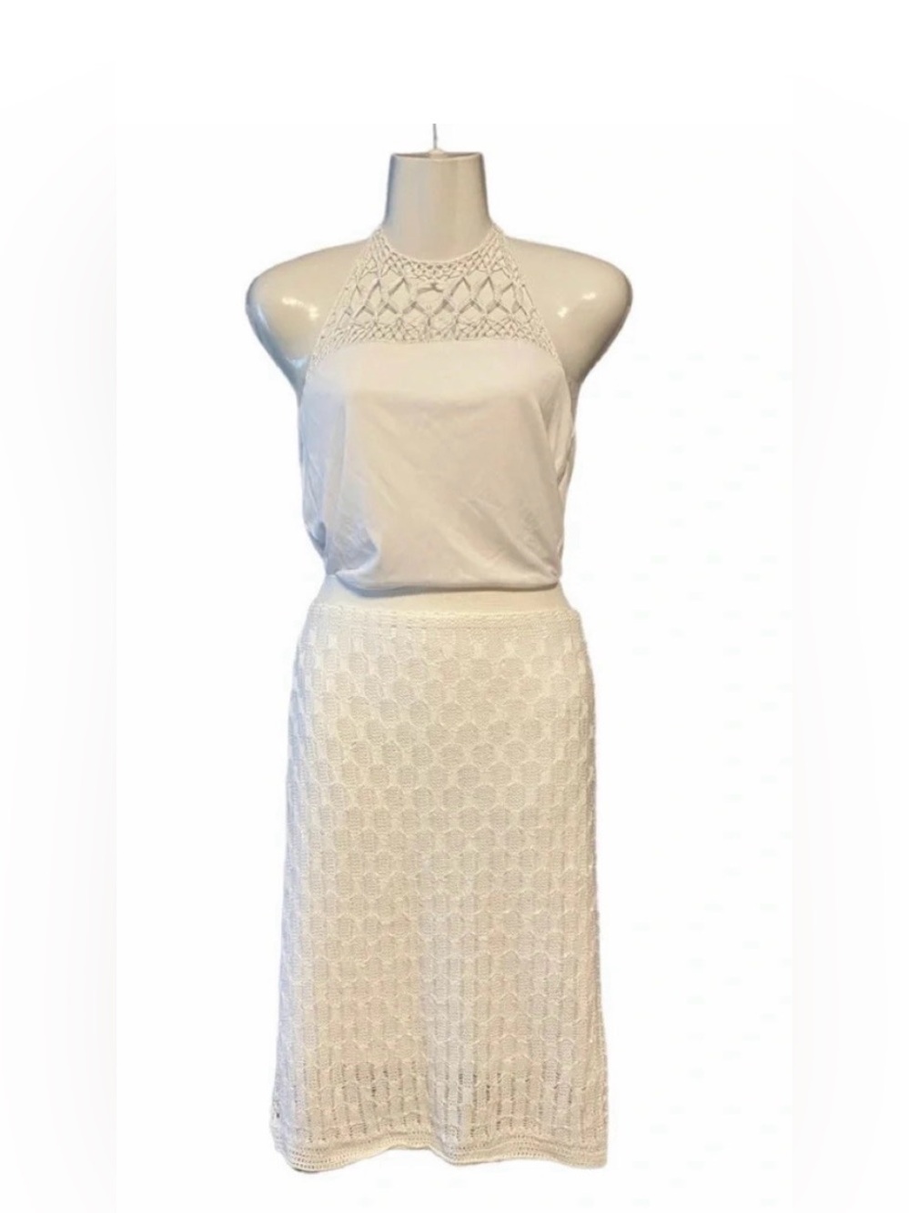 NWT LAUREN RALPH LAUREN WOMEN CROCHETED-YOKE HALTER STRETCH TOP AND SKIRT
